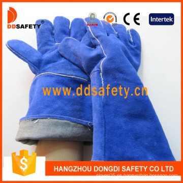 Guantes de seguridad de guante de soldadura de cuero dividido vaca azul -Dlw617